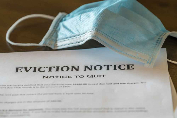 Eviction notice and mask